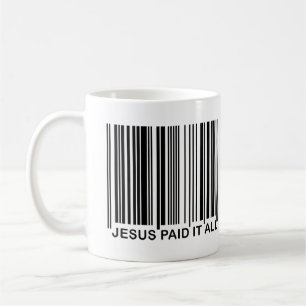 Caneca De Café Jesus cristão pagou-lhe todo o código de barras