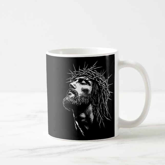 Caneca De Café Jesus Cristo Com Coroa De Espinhos Gráfico Jesus (Direita)