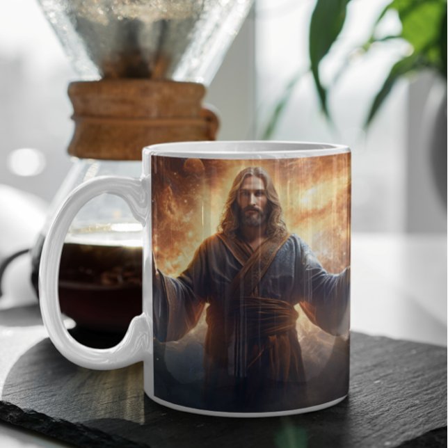 Caneca De Café Jesus Cristo nas nuvens versão 5 (Jesus Christ in Clouds version 5 Coffee Mug
)