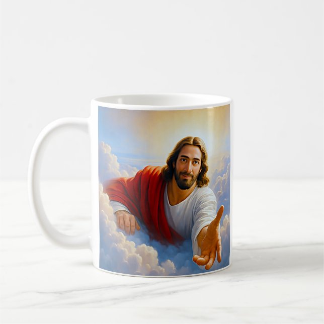Caneca De Café Jesus da Mão Celestial (Esquerda)