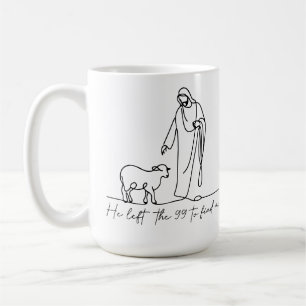 Caneca De Café Jesus Deixou a Arte de Linha dos 99 Ovelhas Perdid