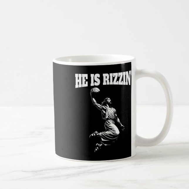 Caneca De Café Jesus Dunking Meme Céu Dunk De Basquete Ele É Ri (Direita)