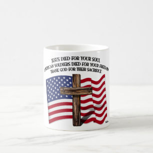 Caneca De Café Jesus e a cruz áspera E.U. dos soldados