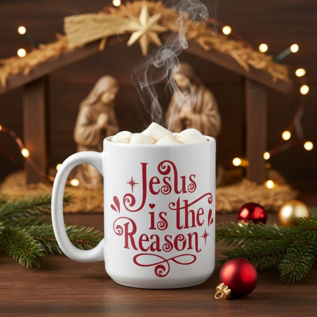 Caneca De Café Jesus é a razão do Natal cristão (Jesus is the Reason Christian Christmas Coffee Mug)