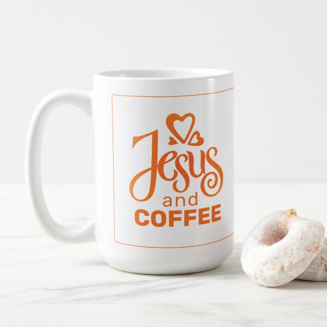 CANECA DE CAFÉ JESUS E CAFÉ MUG (Com Donut)
