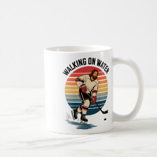 Caneca De Café Jesus E Hóquei - Retro Religioso Cristão Hóquei