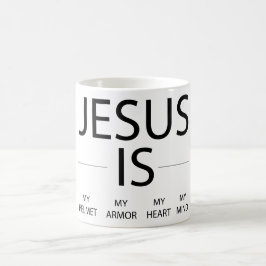 Caneca De Café Jesus É Meu Capacete, Minha Armadura, Meu Coração,