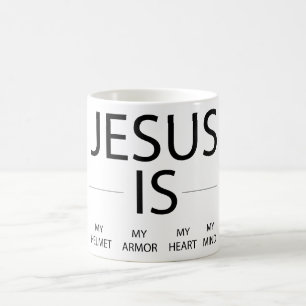 Caneca De Café Jesus É Meu Capacete, Minha Armadura, Meu Coração,