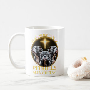 Caneca De Café Jesus É Meu Salvador Pitbulls É Minha Terapia Engr