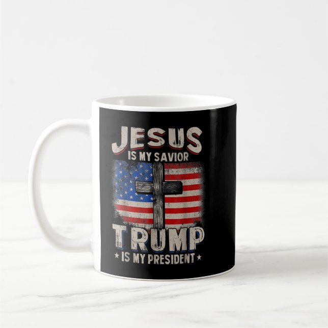 Caneca De Café Jesus É Meu Salvador, Trump.Is.My Presidente Ao Qu (Esquerda)