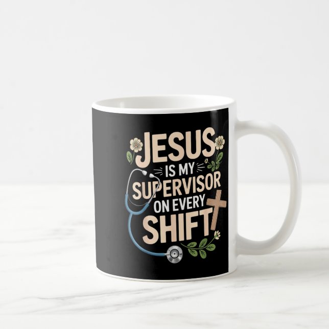 Caneca De Café Jesus É Meu Supervisor Jesus Fé Deus Cna Christi (Direita)