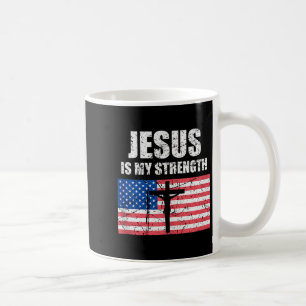 Caneca De Café Jesus É Minha Força Bandeira Dos EUA Arte De Cruz 