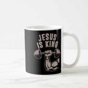 Caneca De Café Jesus é o rei Barbell Cross Engraçado Christian Wo