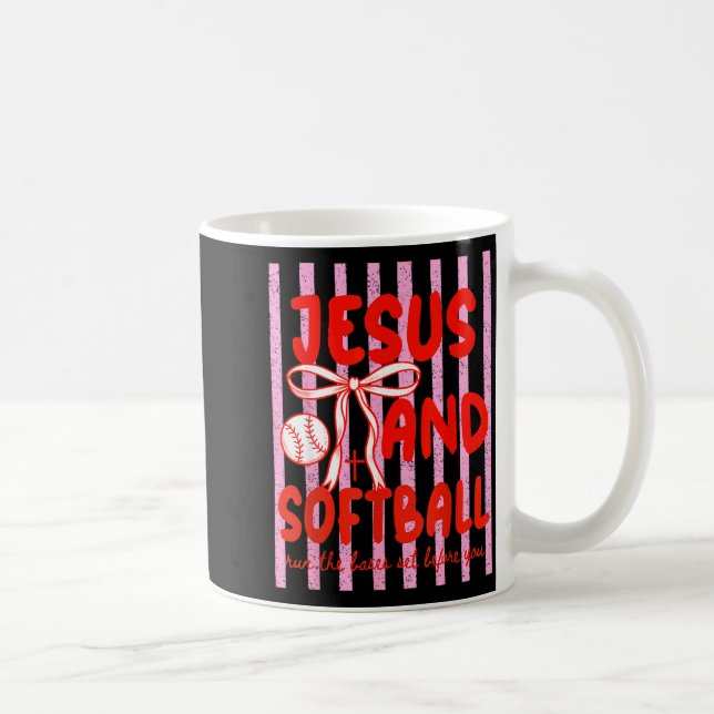 Caneca De Café Jesus e Softball Coquette Dia de Jogo Mãe de Softb (Direita)