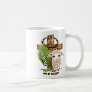 Caneca De Café Jesus Ele Ressuscitou Cordeiro Cruz Espinho Coroa