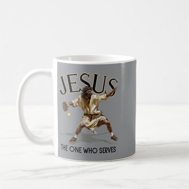 Caneca De Café Jesus Engraçado de Pickleball O Que Serve (Esquerda)