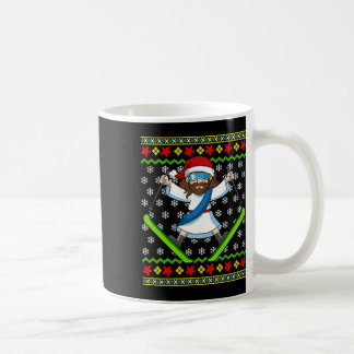 Caneca De Café Jesus esquiando feio natalino Meninas Jovens Joven