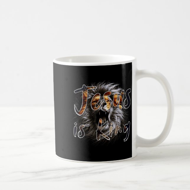 Caneca De Café Jesus Is King, The Lion Of Judah Striking Christia (Direita)