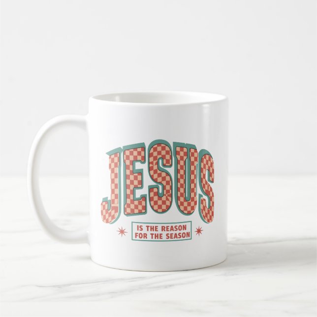 Caneca De Café Jesus Is The Reason Christmas Christian Retro  (Esquerda)