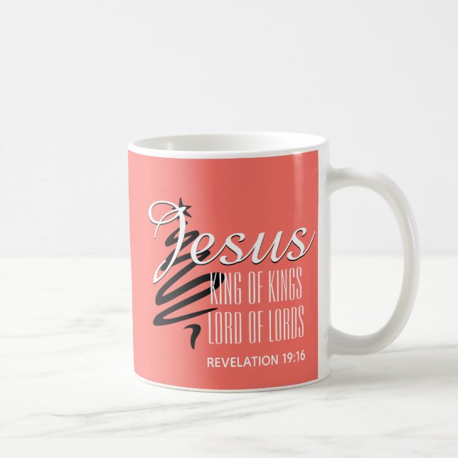 Caneca De Café JESUS KING DOS KINGS Coral Christmas (Direita)