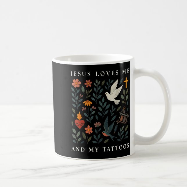 Caneca De Café Jesus Loves Me And My Tattoos  (Direita)