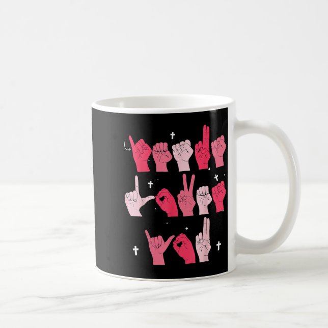Caneca De Café Jesus Loves You Asl Sign Language Christian Valent (Direita)