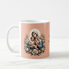 Caneca De Café Jesus Mãe e Criança Texto Personalizado Religioso