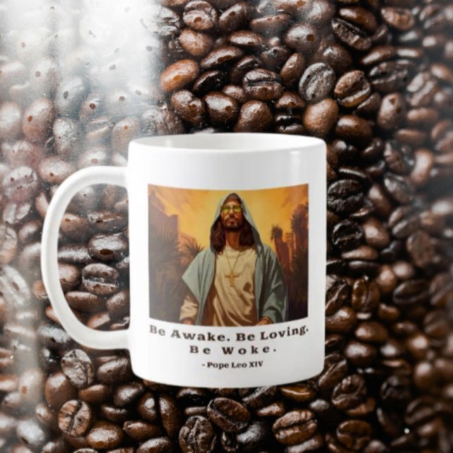 Caneca De Café Jesus Moderno - * Acorde. Seja Amante. Seja Woke.* (Criador carregado)