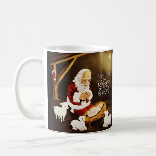 Caneca De Café Jesus Papai noel Motivo do Natal da Época (Esquerda)