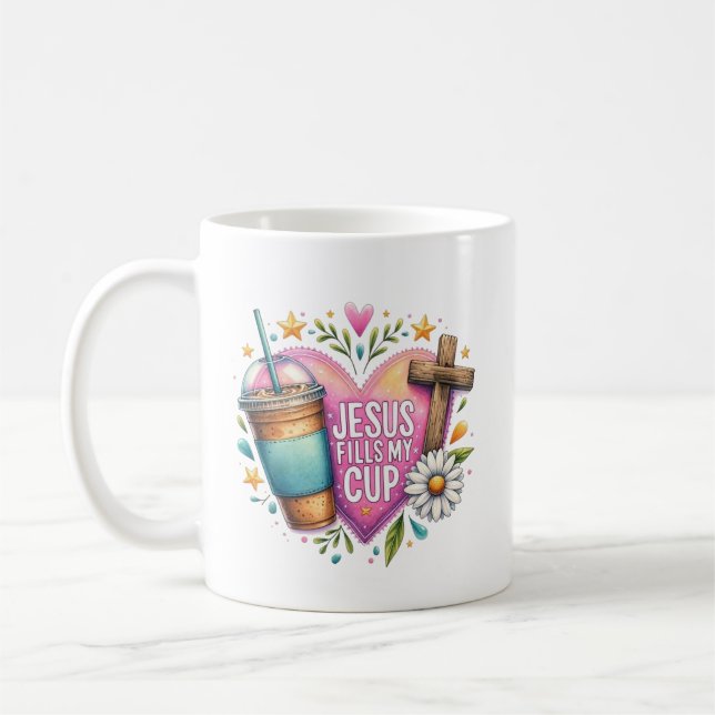 Caneca De Café Jesus Preenche Minha Taça Cristã Café Amada Salmo (Esquerda)