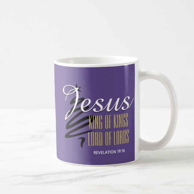 Caneca De Café JESUS REI DE KINGS Purple Christmas (Direita)