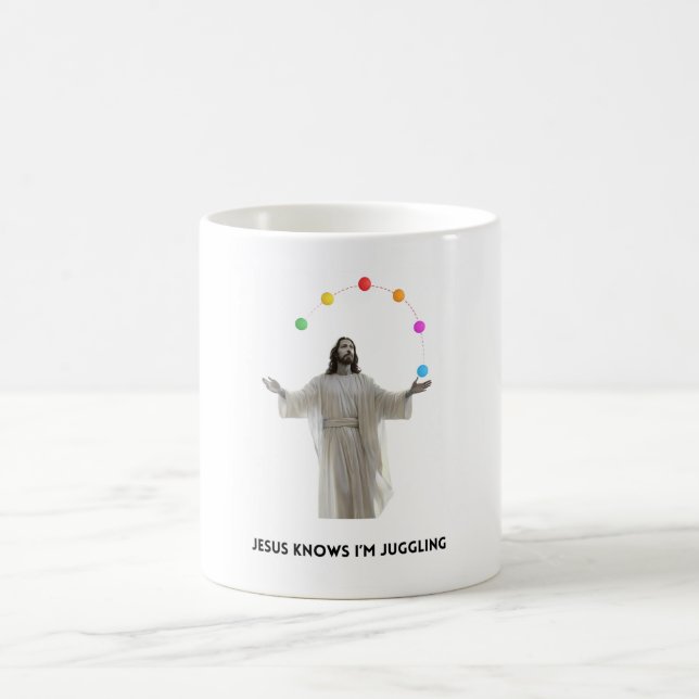 Caneca De Café Jesus sabe que estou malabarizando (Centro)