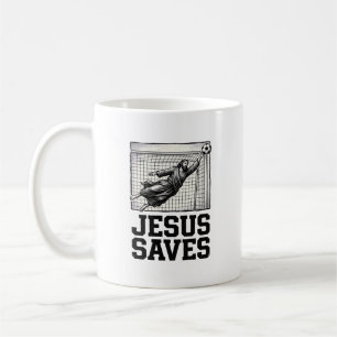 Caneca De Café Jesus Salva Camisa de Gravura Vintage de Goleiro d