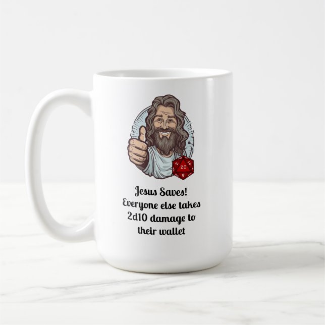 Caneca De Café Jesus Salva D&D! (Esquerda)