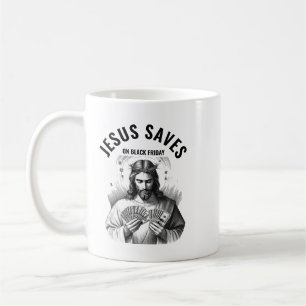 Caneca De Café Jesus salva na Black Friday - Meme engraçado de Je
