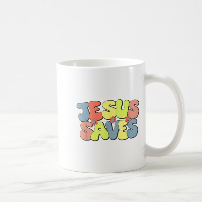 Caneca De Café Jesus Saves - Hipe Flower Child Style  (Direita)