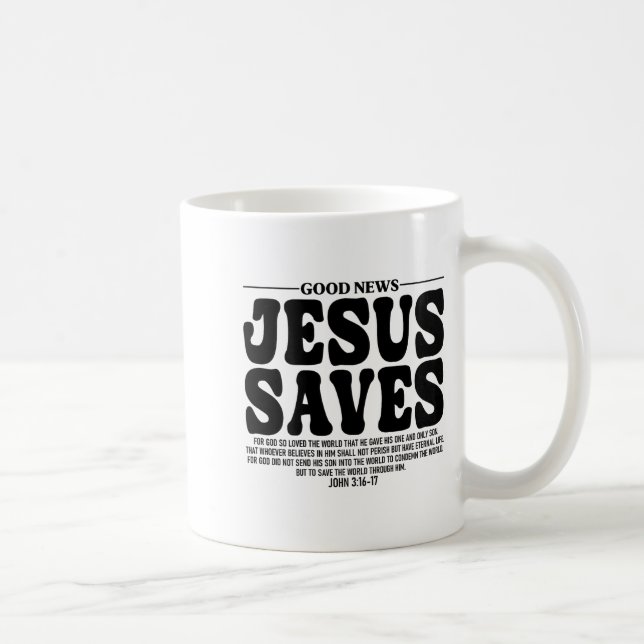 Caneca De Café Jesus Saves Onback Subtle Christian Minimal Religi (Direita)