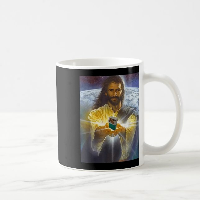 Caneca De Café Jesus Segurando Cigarros, Jesus Engraçado (Direita)