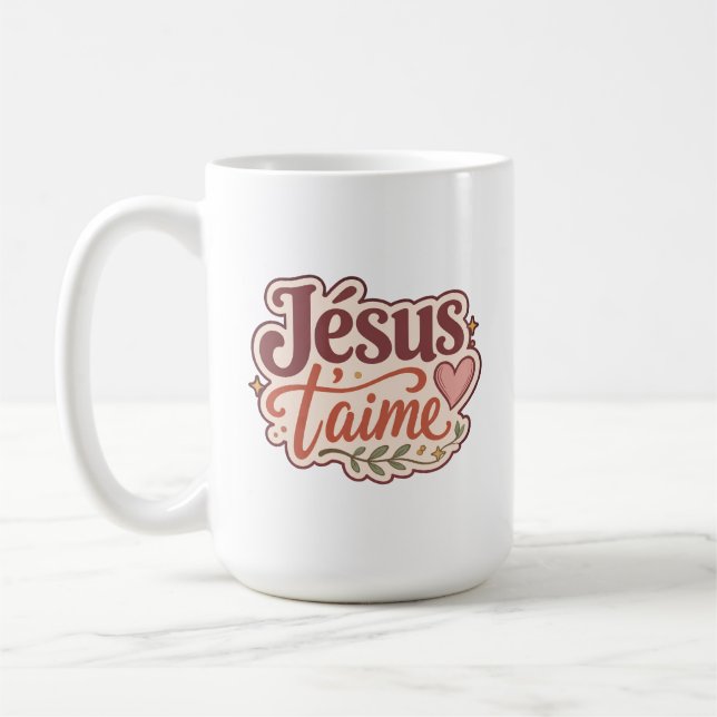 Caneca De Café Jésus T'aime Presente Francês Cristão Jesus Te Ama (Esquerda)