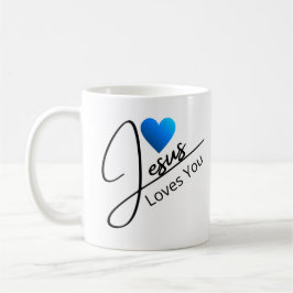 Caneca De Café Jesus Te Ama - Blue Heart Coffee Mug
