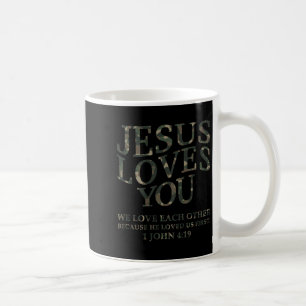 Caneca De Café Jesus Te Ama Camuflado Cristão Jovens Homens Deus