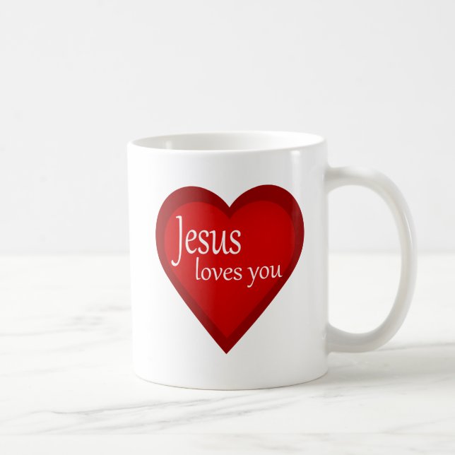 Caneca De Café Jesus Te Ama Cardíaco Afirmativo Mug (Direita)
