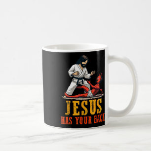 Caneca De Café Jesus Tem Suas Costas Cristão Engraçado Jiu-jitsu