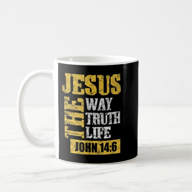 Caneca De Café Jesus The Way Truth Life John 14:6 Christian Bible (Esquerda)