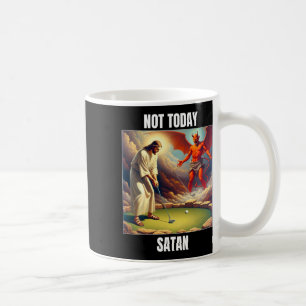 Caneca De Café Jesus Vs Satan Jogando Golfe - Hoje Não Satanás