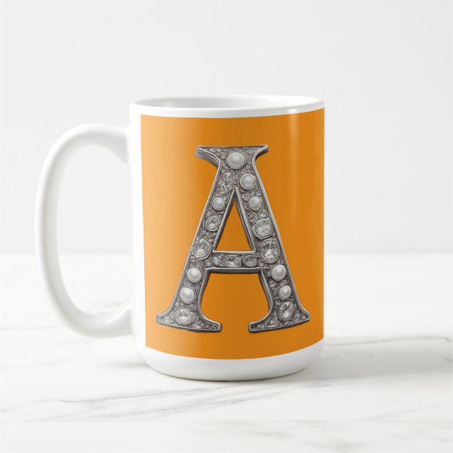 Caneca De Café Jewel-Encrusted Letter A On Yellow Background (Esquerda)