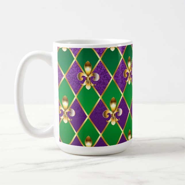 Caneca De Café Jewelry Background Mardi Gras (Esquerda)
