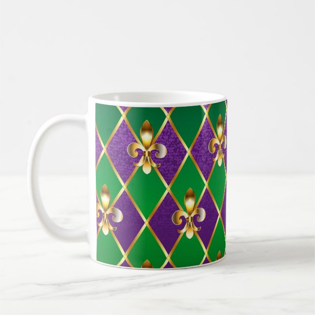 Caneca De Café Jewelry Background Mardi Gras (Esquerda)