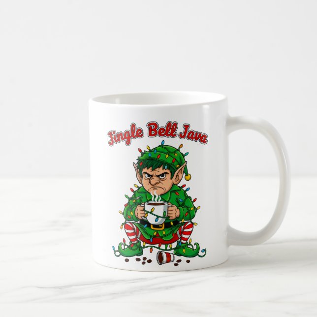 Caneca De Café Jingle Bell Java Funny Elf Coffee Design (Direita)