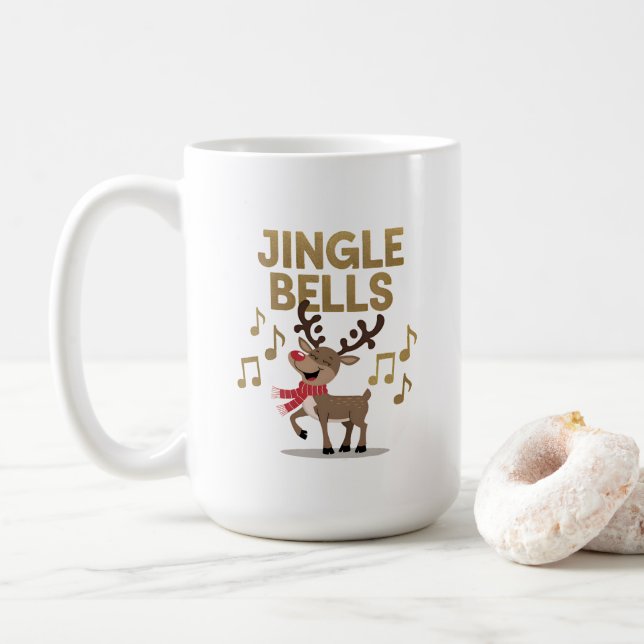 Caneca De Café Jingle Bells Singing Reindeer (Com Donut)